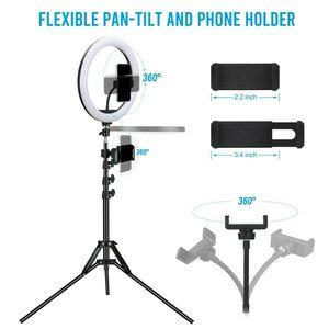 13" LED Ring Light kit includes: Tripod, Bluetooth Remote, Two Different Mounts